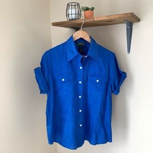 Lauren RL 100% linen Button Down Blouse